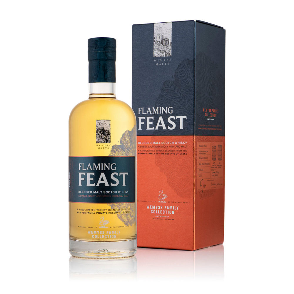 Flaming Feast bottle and packaging