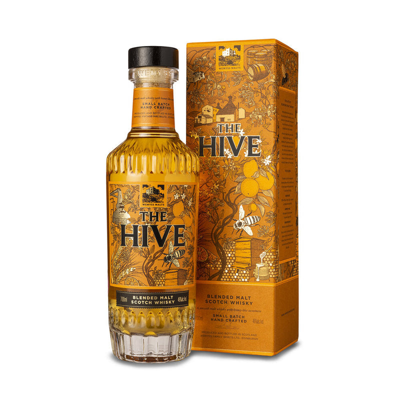 Studio shot of The Hive bottle and packaging