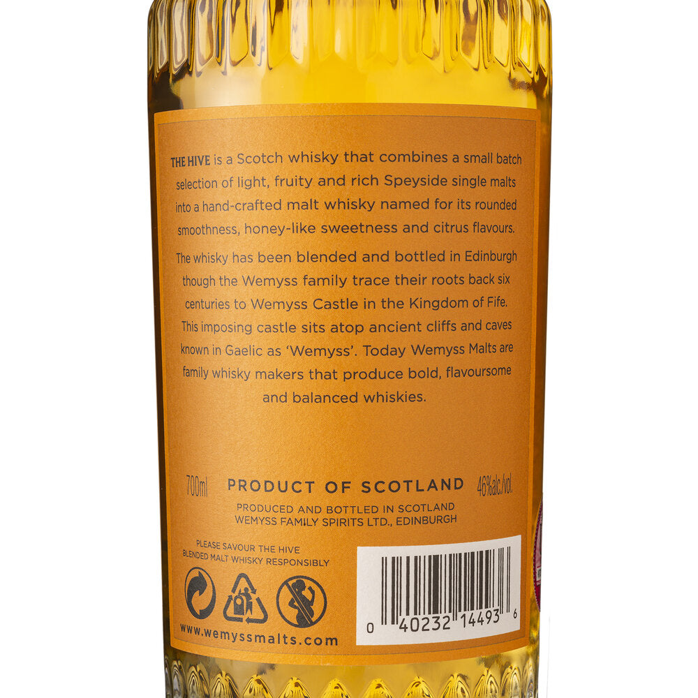 The Hive bottle back label 